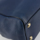 PRADA Hand Bag Leather Blue Gold Tone Auth ep15244-14