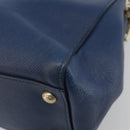 PRADA Hand Bag Leather Blue Gold Tone Auth ep15244-15