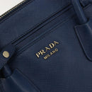 PRADA Hand Bag Leather Blue Gold Tone Auth ep15244-17