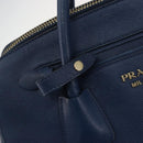 PRADA Hand Bag Leather Blue Gold Tone Auth ep15244-18