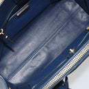 PRADA Hand Bag Leather Blue Gold Tone Auth ep15244-11