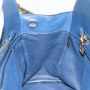 PRADA Hand Bag Leather Blue Gold Tone Auth ep15244-21