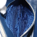 PRADA Hand Bag Leather Blue Gold Tone Auth ep15244-23