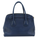PRADA Hand Bag Leather Blue Gold Tone Auth ep15244-2