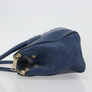 PRADA Hand Bag Leather Blue Gold Tone Auth ep15244-4