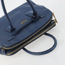 PRADA Hand Bag Leather Blue Gold Tone Auth ep15244-6
