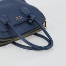 PRADA Hand Bag Leather Blue Gold Tone Auth ep15244-7