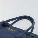 PRADA Hand Bag Leather Blue Gold Tone Auth ep15244-8