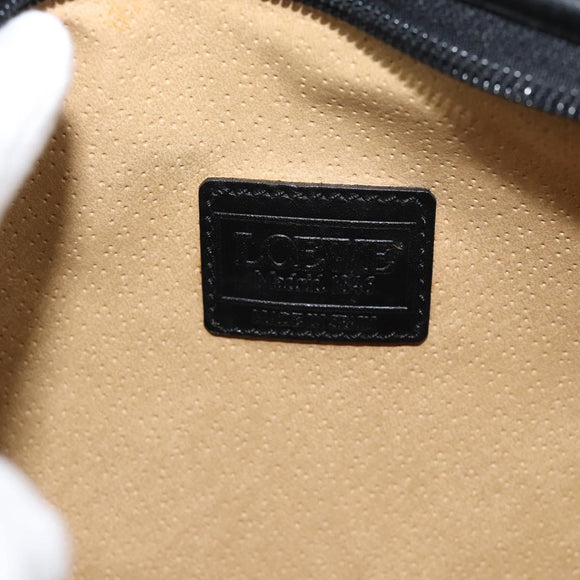 LOEWE Anagram Clutch Bag Canvas Black Gold Tone Auth ep15245