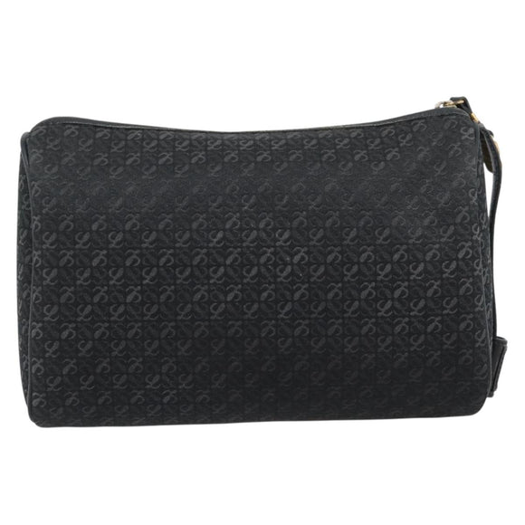 LOEWE Anagram Clutch Bag Canvas Black Gold Tone Auth ep15245