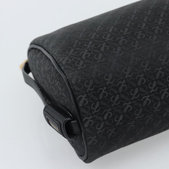 LOEWE Anagram Clutch Bag Canvas Black Gold Tone Auth ep15245