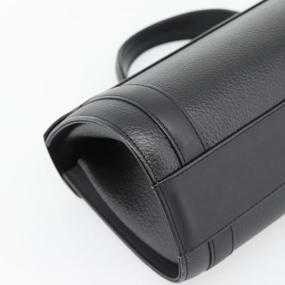 Burberrys Hand Bag Leather Black Silver Auth ep15246