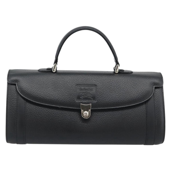 Burberrys Hand Bag Leather Black Silver Auth ep15246