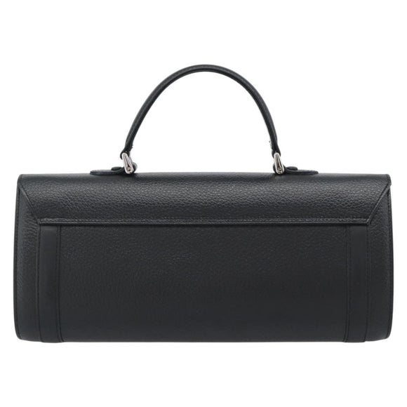 Burberrys Hand Bag Leather Black Silver Auth ep15246