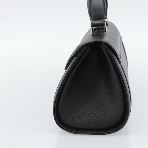 Burberrys Hand Bag Leather Black Silver Auth ep15246