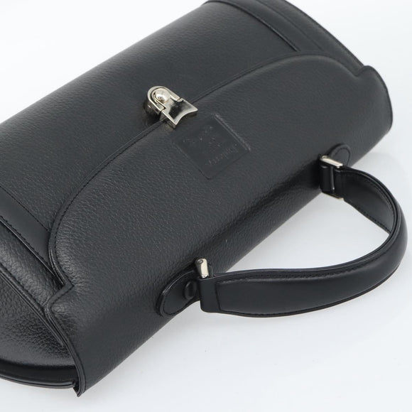 Burberrys Hand Bag Leather Black Silver Auth ep15246