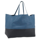 CELINE Horizontal Cava Tote Bag Leather Blue Black Auth ep15247-1