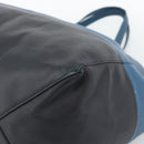 CELINE Horizontal Cava Tote Bag Leather Blue Black Auth ep15247-10