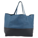 CELINE Horizontal Cava Tote Bag Leather Blue Black Auth ep15247-2