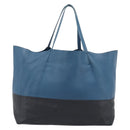 CELINE Horizontal Cava Tote Bag Leather Blue Black Auth ep15247-3