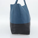 CELINE Horizontal Cava Tote Bag Leather Blue Black Auth ep15247-4