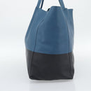 CELINE Horizontal Cava Tote Bag Leather Blue Black Auth ep15247-5
