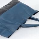 CELINE Horizontal Cava Tote Bag Leather Blue Black Auth ep15247-6