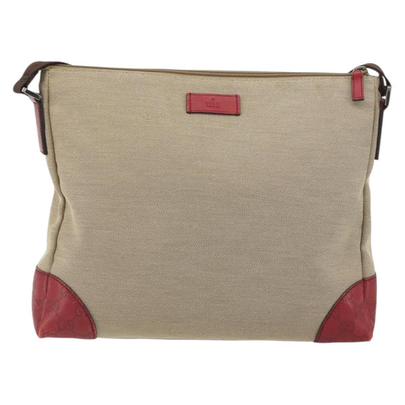 GUCCI GuccissimaGG Shoulder Bag Canvas Beige Red 257301 Auth ep15248