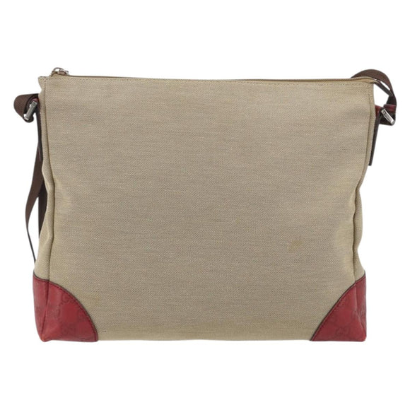 GUCCI GuccissimaGG Shoulder Bag Canvas Beige Red 257301 Auth ep15248
