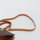 CELINE Macadam Hand Bag PVC Leather 2way Brown Gold Tone Auth ep15253-14