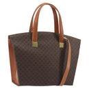CELINE Macadam Hand Bag PVC Leather 2way Brown Gold Tone Auth ep15253-1