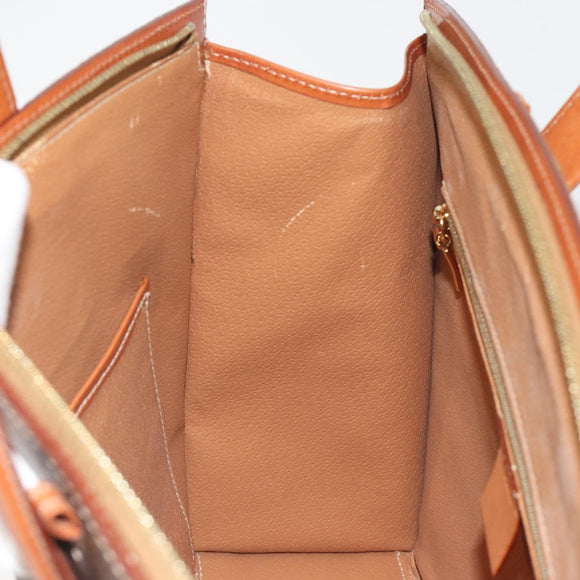 CELINE Macadam Hand Bag PVC Leather 2way Brown Gold Tone Auth ep15253