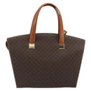 CELINE Macadam Hand Bag PVC Leather 2way Brown Gold Tone Auth ep15253-2