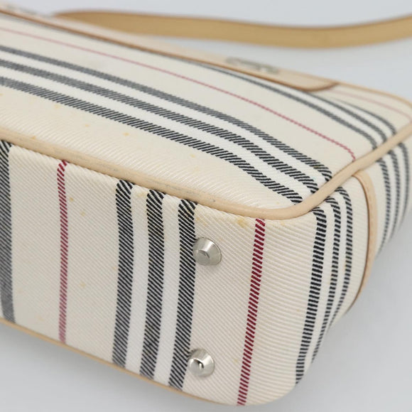 BURBERRY Shoulder Bag Canvas White Silver Auth ep15254