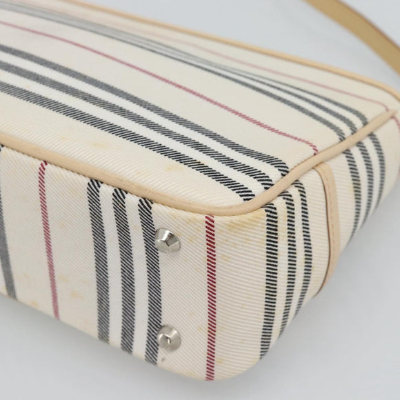 BURBERRY Shoulder Bag Canvas White Silver Auth ep15254