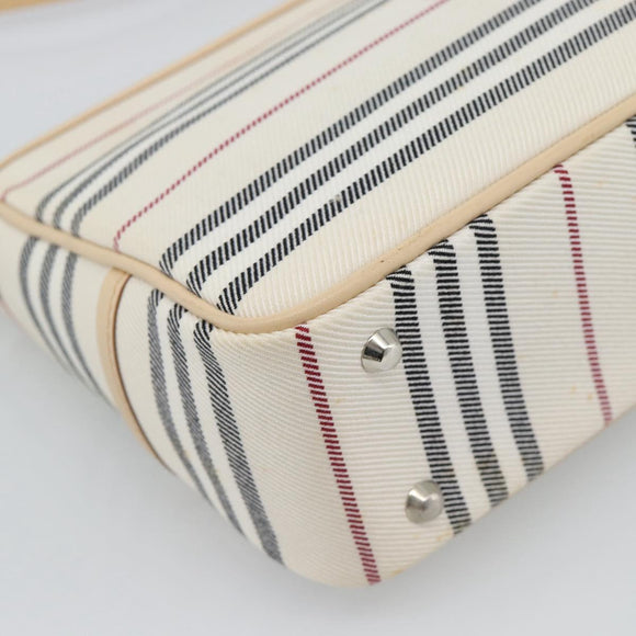 BURBERRY Shoulder Bag Canvas White Silver Auth ep15254