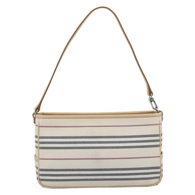 BURBERRY Shoulder Bag Canvas White Silver Auth ep15254 - 0