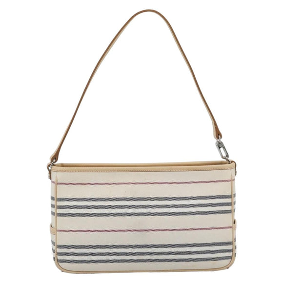 BURBERRY Shoulder Bag Canvas White Silver Auth ep15254