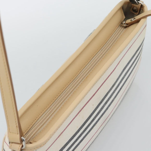 BURBERRY Shoulder Bag Canvas White Silver Auth ep15254