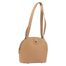 CELINE Shoulder Bag Leather Beige Gold Tone Auth ep15255-1