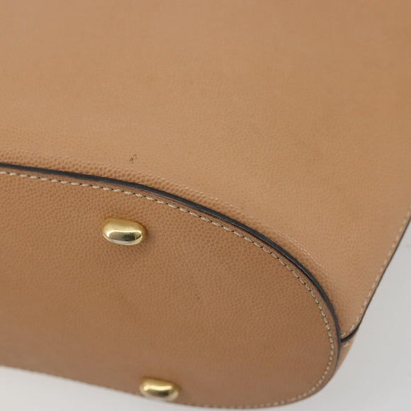 CELINE Shoulder Bag Leather Beige Gold Tone Auth ep15255