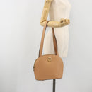 CELINE Shoulder Bag Leather Beige Gold Tone Auth ep15255-23