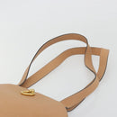 CELINE Shoulder Bag Leather Beige Gold Tone Auth ep15255-8