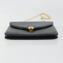Christian Dior Chain Shoulder Bag Leather Black Gold Tone Auth ep15258-5