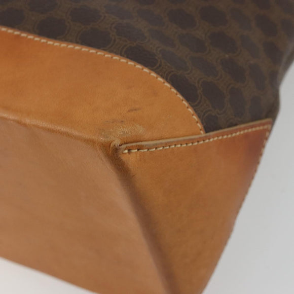 CELINE Macadam Tote Bag PVC Leather Brown Gold Tone Auth ep15259