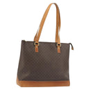 CELINE Macadam Tote Bag PVC Leather Brown Gold Tone Auth ep15259-1