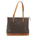 CELINE Macadam Tote Bag PVC Leather Brown Gold Tone Auth ep15259-13
