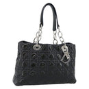 Christian Dior Canage Hand Bag Patent Navy Silver Auth ep15260-1