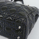Christian Dior Canage Hand Bag Patent Navy Silver Auth ep15260-9
