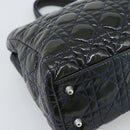 Christian Dior Canage Hand Bag Patent Navy Silver Auth ep15260-14